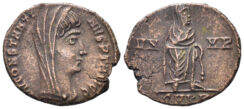 Divus Constantine I. Died 337. AE4 (1.67g, 15mm). Cyzicus mint. Struck 347/8 AD. RIC 46