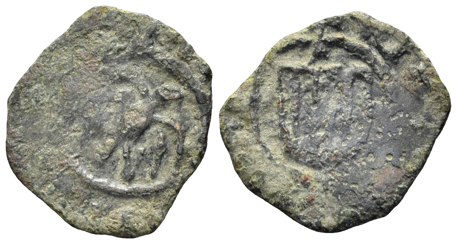 Italy, Sicilia (Regno). Alfonso I il Magnanimo (the Magnanimous). 1416-1458. BI Denaro (0.42g, 14mm). Messina mint. Spahr 24
