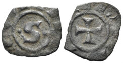 Sicilian Kingdom. House of Hohenstaufen. Manfred. 1258-1266. Billon Denaro (0.51g, 14mm). Messina mint. Spahr 198