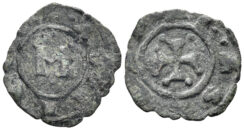 Sicilian Kingdom. House of Hohenstaufen. Manfred. 1258-1266. Billon Denaro (0.59g, 17mm). Messina mint. Spahr 204