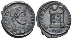 Constantine I ‘the Great’. 307-337 AD. AE Follis (3.67g, 20mm). Treveri mint. Struck 323 AD. RIC 369