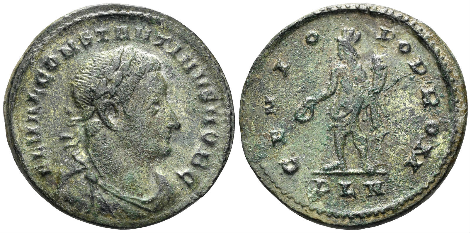 Constantine I, as Caesar. 306-309 AD. AE Follis (6.50g, 27mm). Londinium mint. Struck circa summer 307 AD. RIC 89b