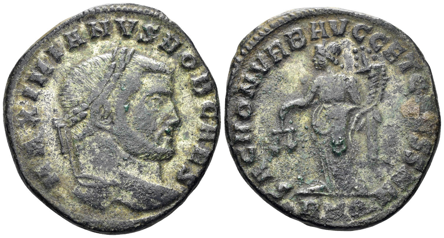 Galerius, as Caesar. 293-305 AD. AE Follis (8.44g, 28mm). Rome mint. Struck 300-3 AD. RIC 106b