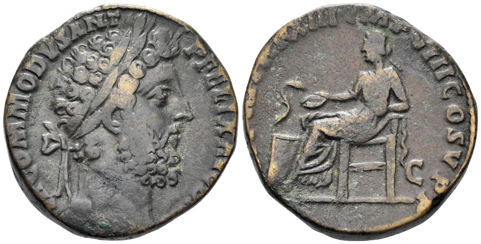 Commodus. 177-192 AD. AE Sestertius (21.78g, 28mm). Rome mint. Struck 187/8 AD. RIC 512