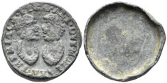 Italy, Venezia. 16th-17th centuries. PB Theriac capsule lid (9.99g, 25mm). Produced by Venice’s Due Mori pharmacy.  U. Klein 1