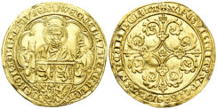 Low Countries, Brabant. Duchy. Johanna van Brabant. 1355-1406. AV Pieter d’or (4.01g, 27mm). Leuven mint. Delmonte, Or 45