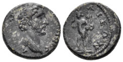 Bithynia, Nikaia. Antoninus Pius. 138-161 AD. AE 18mm (4.72 gm). RPC IV online 5891.1. Harpocrates