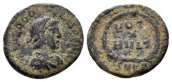 Theodosius I. 379-395 AD. AE4 (1.46 gm, 15mm). Cyzicus mint. Struck 378-383 AD. RIC 21c