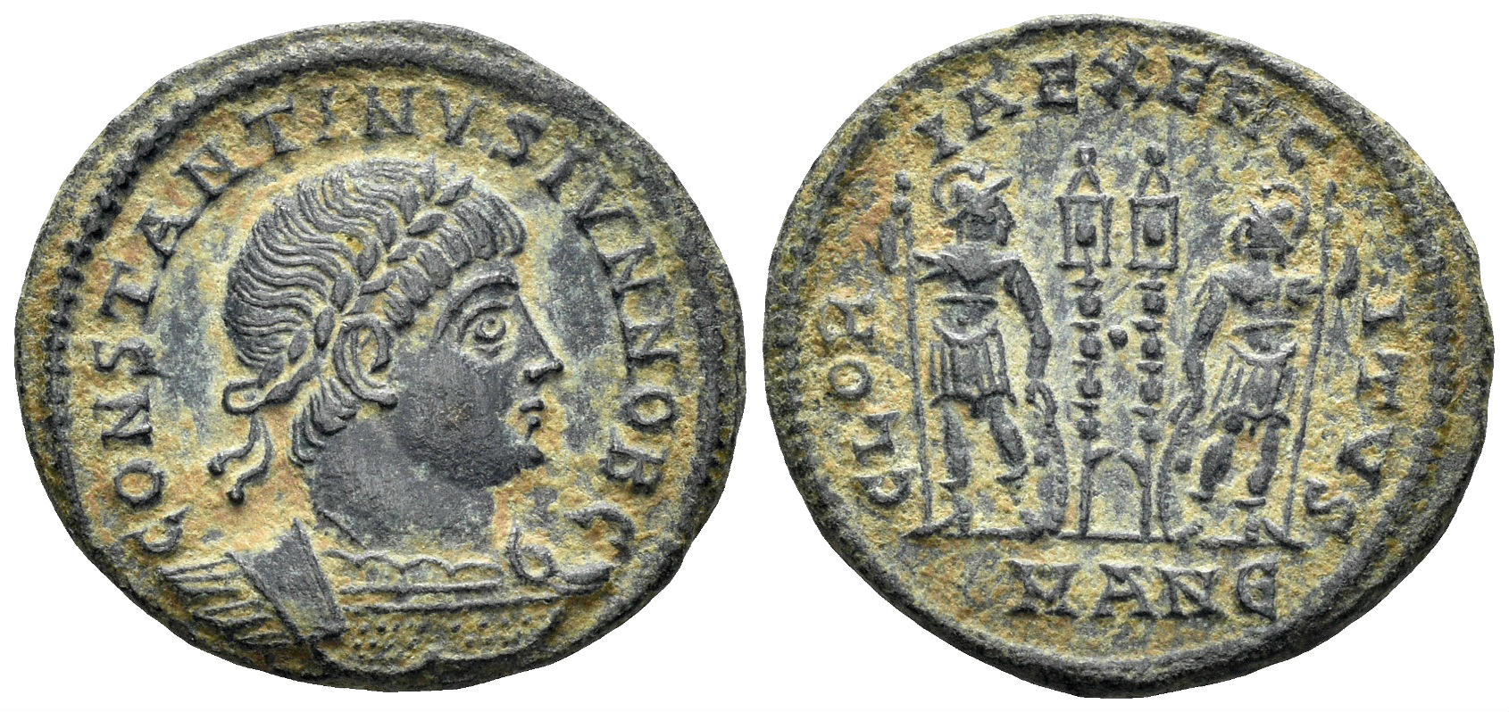 Constantine II, as Caesar. 317-337 AD. AE Follis (2.26g, 18mm). Antioch mint. Struck 336/7 AD. RIC 87