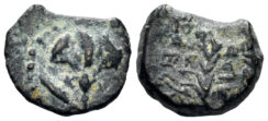Judaea, Hasmonean Kingdom. John Hyrcanus I. 134-104 BC. AE Half Prutah (0.76g, 10mm). Jerusalem mint. Hendin 1134a