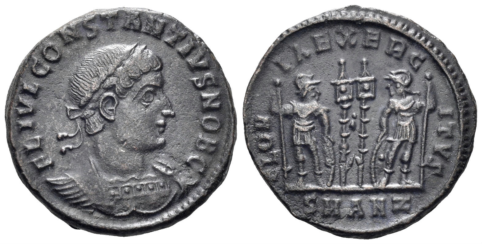 Constantius II, as Caesar. 337-361 AD. AE Follis (2.85g, 17mm). Antioch mint. Struck 330-5 AD. RIC 88