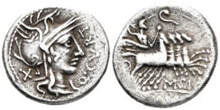 Curtius and M. Sergius Silus. 116-115 BC. AR Denarius (3.61g. 19mm). Rome mint. Crawford 285/2