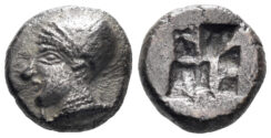 Ionia, Phokaia. Circa 521-478 BC. AR Diobol (1.31g, 9mm). SNG Copenhagen 389