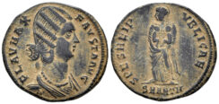Fausta, Augusta. 324-326 AD. AE Follis (3.35g, 20mm). Antioch mint. Struck 325/6 AD. RIC 69 var.