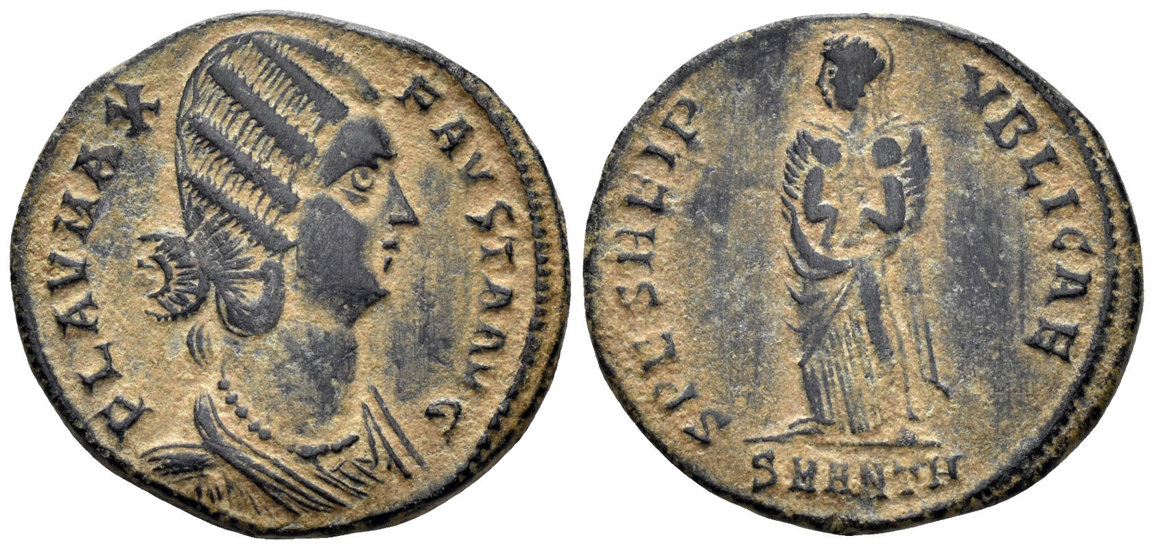 Fausta, Augusta. 324-326 AD. AE Follis (3.35g, 20mm). Antioch mint. Struck 325/6 AD. RIC 69 var.