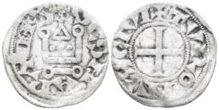 France. Royal. Philippe II Auguste. 1180-1223. Billon Denier Tournois (0.85g, 19mm). Saint-Martin de Tours. Duplessy 176