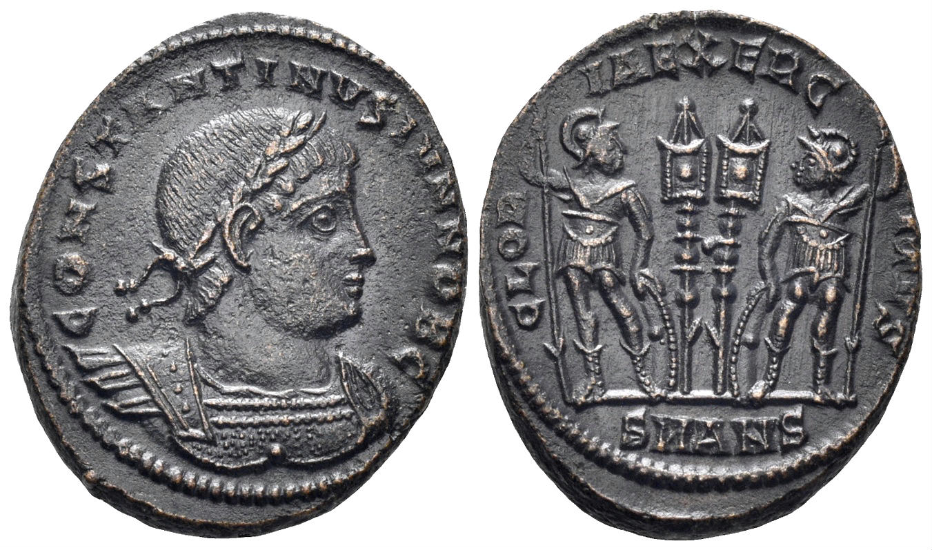 Constantine II, as Caesar. 317-337 AD. AE Follis (3.00g, 19mm). Antioch mint. Struck 330-333/ 335 AD. RIC 87