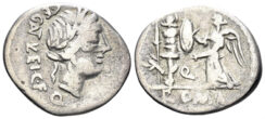 Egnatuleius C.f.. 97 BC AR Quinarius (3.99g, 19mm). Rome mint. Crawford 333/1