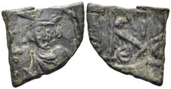 Justinian II, first reign. 685-695. AE Half Follis (3.00g, 26mm). Constantinople mint. Dated RY 2 (686/7). SB 1262