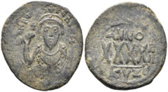 Phocas. 602-610. AE Follis (11.38g, 32mm). Cyzicus mint. Dated RY 4 (603/4). SB 640
