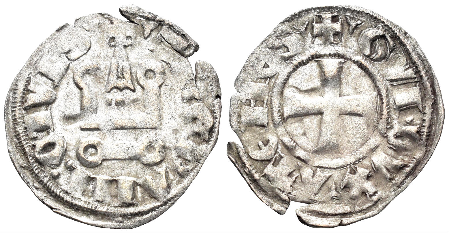 Crusaders, Duchy of Athens. Gui II de La Roche. 1287-1308. Billon Denier Tournois (0.82g, 19mm). Thebes mint. Metcalf, Crusades 1032-7