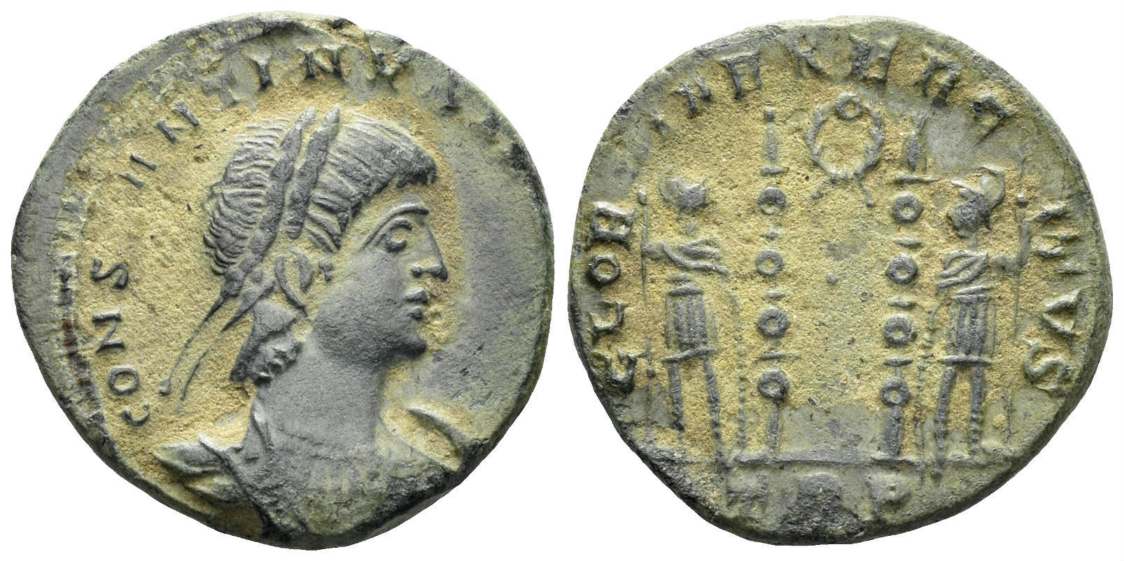 Constantine II, as Caesar, 317-337 AD. AE Follis (2.60g, 17mm). Treveri mint. Struck 330-5 AD. LRBC 7