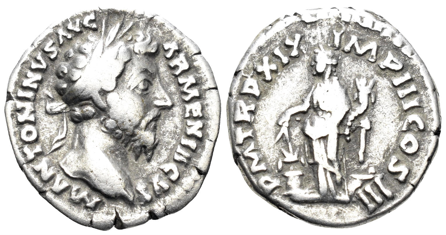 Marcus Aurelius. 161-180 AD. AR Denarius (3.23g, 18mm). Rome mint. Struck 165 AD. RIC 142