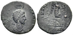 Aelia Eudoxia, Augusta. 400-404 AD. AE3 (2.14g, 17.5mm). Nicomedia mint. Struck 401-3 AD. RIC 102
