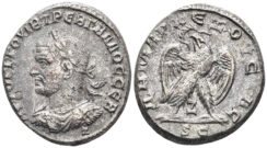 Seleucis and Pieria, Antioch. Trebonianus Gallus. 251-253 AD. AR Tetradrachm (12.66g, 26mm). Struck 251 AD. Prieur 654