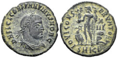 Constantine II, as Caesar. 316-337 AD. AE Follis (2.58g, 20mm). Cyzicus mint. Struck 321-4 AD. RIC 19