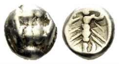 Karia, Mylasa. Mid 6th century BC. Electrum Forty-eighth Stater (0.27g, 5mm). Weidauer 168