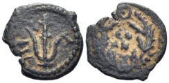 Judaea, Herodians. Herod Archelaus. 4 BC-6 AD. AE Prutah (1.29g, 15mm). Jerusalem mint. RPC I 4913