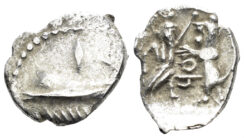 Phoenicia, Sidon. Tennes, circa 351-347 BC. AR 1/16 Shekel (0.64g, 11mm). Dated RY 1 (351/50 BC). E&E-S Group IV.3.2.a