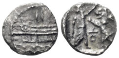 Phoenicia, Sidon. `Abd`aštart (Straton) I. Circa 365-352 BC. AR Sixteenth Shekel (0.46g, 9mm). Dated RY 12 (354/3 BC). Meshorer & Qedar, Coinage 225