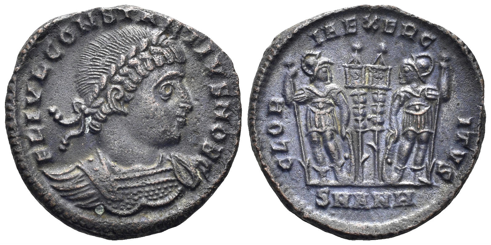 Constantius II, as Caesar. 337-361 AD. AE Follis (2.45g, 18mm). Antioch mint. Struck 330-5 AD. RIC 88