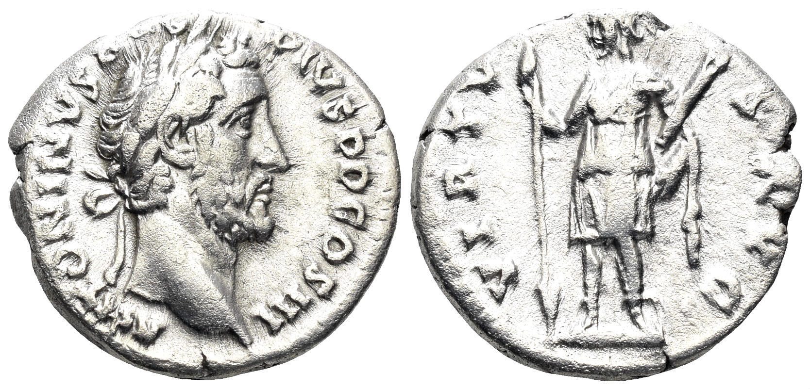 Antoninus Pius. 138-161 AD. AR Denarius (3.25g, 18mm). Rome mint. Struck 140-3 AD. RIC 102d
