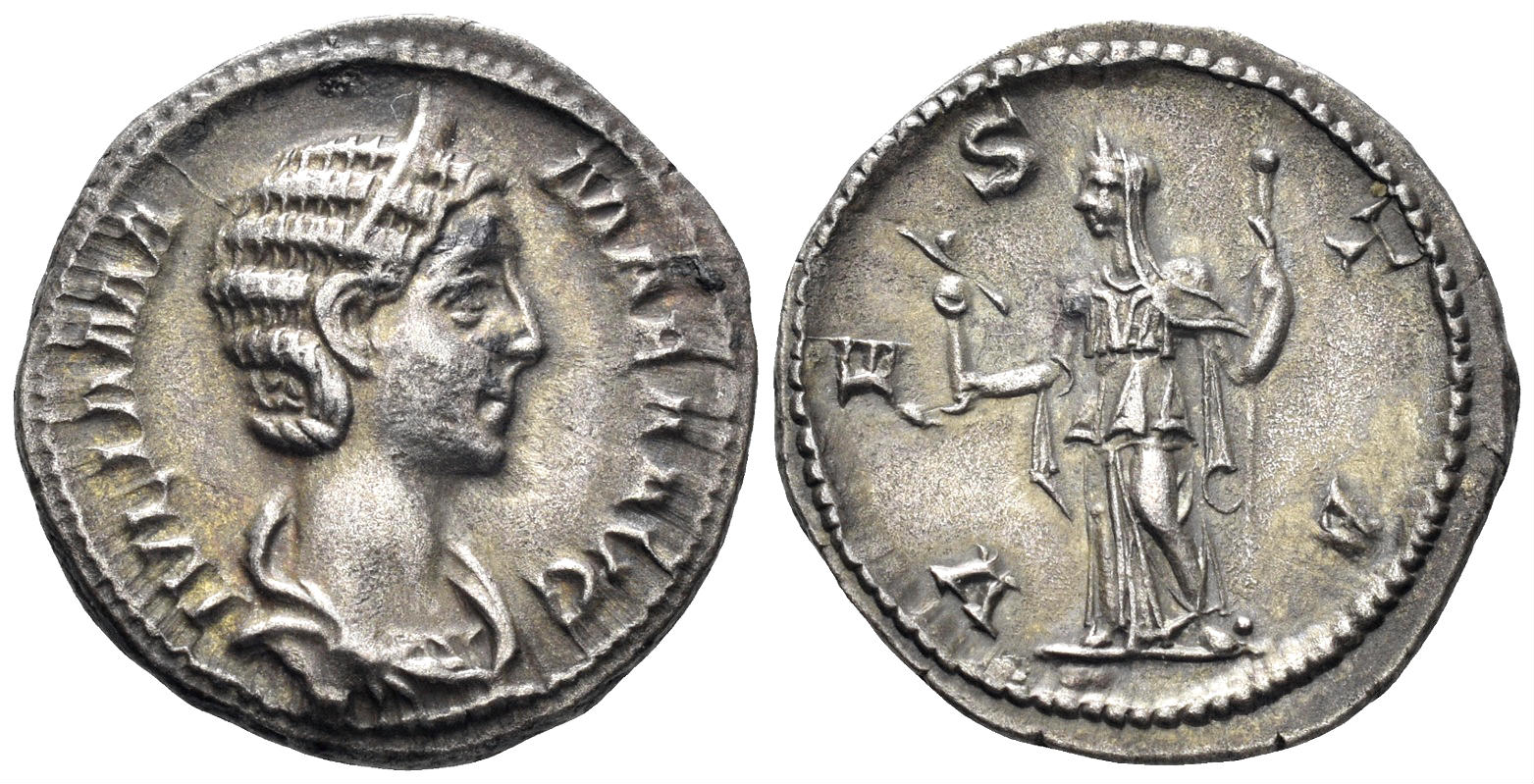 Julia Mamaea, Augusta, 222-235 AD. AR Denarius (2.79g, 19mm). Rome mint. Struck 226 AD. RIC 360