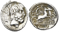Titurius L. f. Sabinus. 89 BC. AR Denarius (4.00g, 19mm). Rome mint. Crawford 344/3