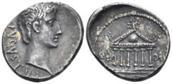 Augustus. 27 BC-AD 14. AR Denarius (3.83g, 19mm). Pergamum mint. Struck 27 BC. RIC 472