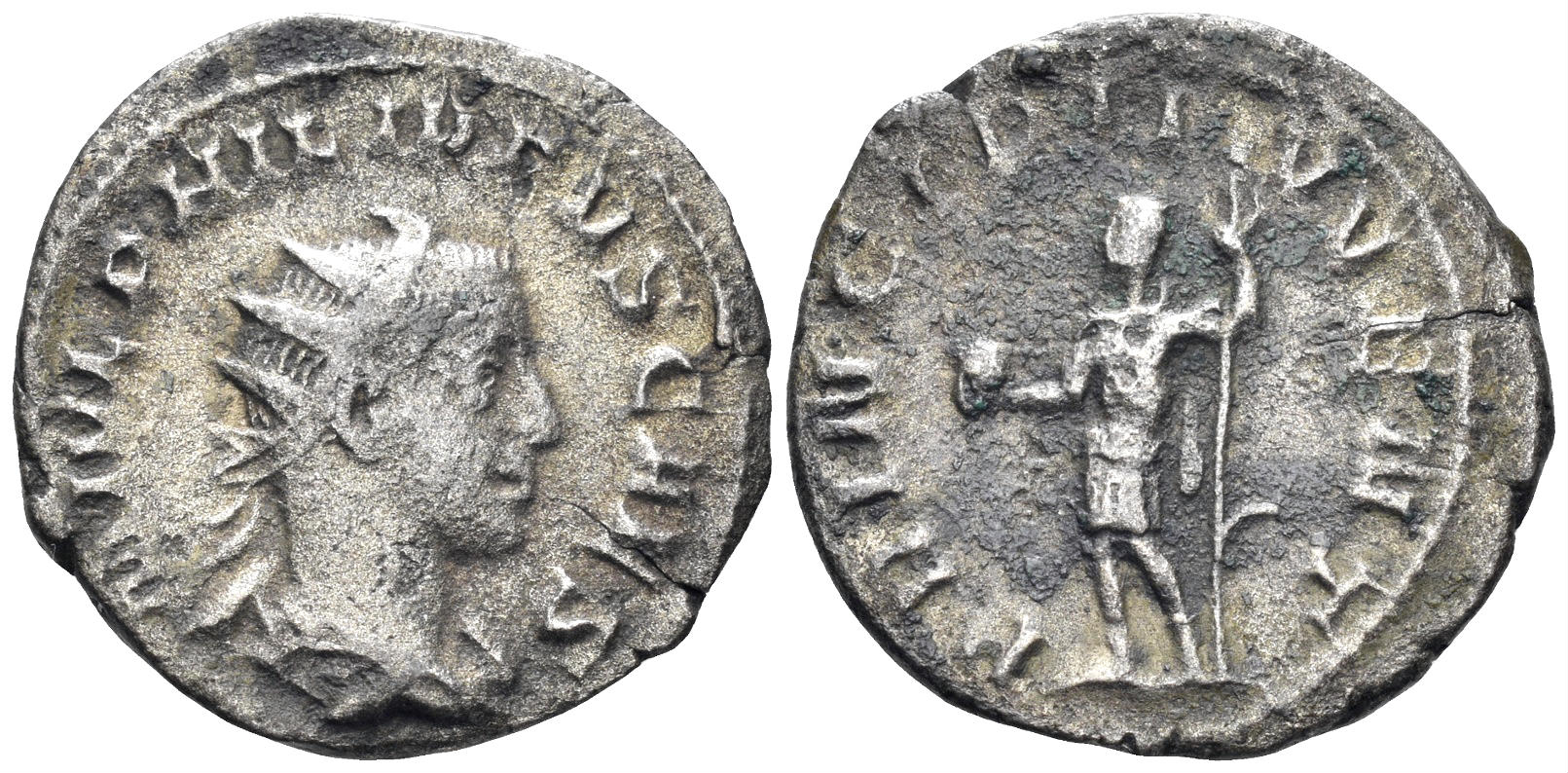 Philip II, as Caesar. 244-247 AD. AR Antoninianus (3.63g, 21mm). Rome mint. Struck 246 AD. RIC 218d