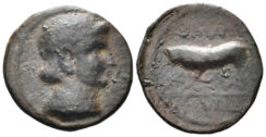 Roman Northeast Gaul. Treveri. Germanus Indutilli L. Circa. 10. AE Quadrans (2.12g, 16.5mm). RPC I 506
