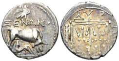 Illyria, Dyrrhachion. Circa 229-100 BC. AR Drachm (3.28g, 17mm). Pyrvas and Xenon, magistrates. Maier 351