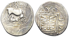 Illyria, Dyrrhachion. Circa 250-200 BC. AR Drachm (3.40g, 20mm). Xenon and Philodamos, magistrates. Maier 388