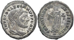 Diocletian. 284-305 AD. AE Silvered Follis (7.80g, 28mm). Carthage mint. Struck 299-300 AD. RIC 31a