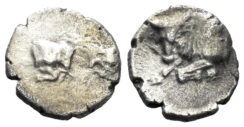Karia uncertain. Circa 394-387 BC. AR Persic Hemiobol (0.41g, 8mm). SNG Helsinki I 913