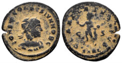Constantine II, as Caesar. 316-337 AD. AE Follis (2.70g, 22mm). Arelate mint. Struck 317/8 AD. RIC 141