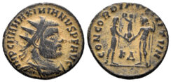 Maximianus Herculius, first reign. 286-305 AD. AE Radiatus (3.49 gm, 20mm). Cyzicus mint. Struck 295-9 AD. RIC 16b