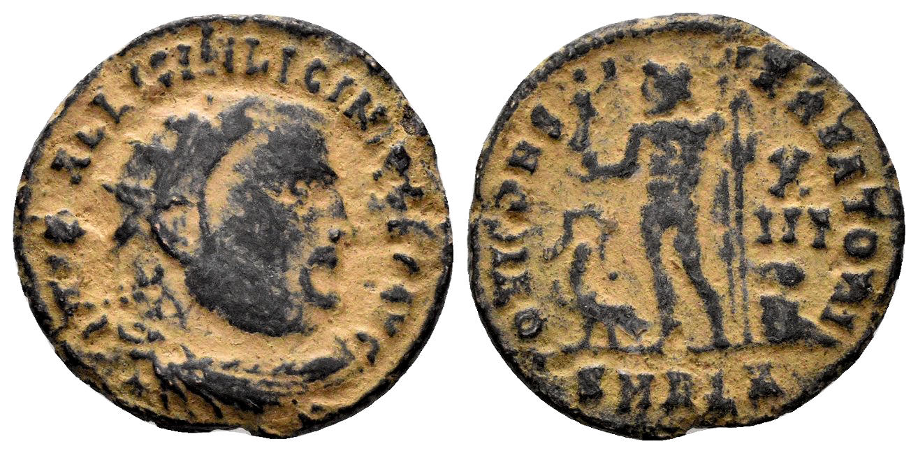 Licinius I. 308-324 AD. AE Follis (2.72g, 18mm). Alexandria mint. Struck 317-20 AD. RIC 28