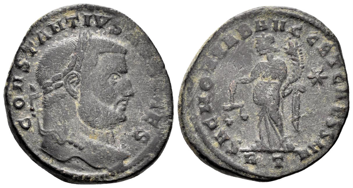 Constantius I Chlorus, as Caesar. 293 - 305 AD. AE Follis (9.58 gm, 28mm). Rome mint. Struck 302/3 AD. RIC 106a
