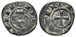 Italy, Sicily. Kingdom. Conrad I von Hohenstaufen. 1194-1268. Billon Denar (0.70 gm, 15mm). Messina mint. Struck 1250-1254. Travaini 54